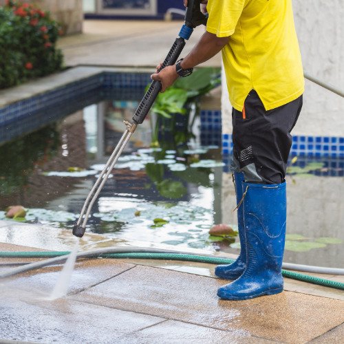 Professional cleaner cleaning a commercial office